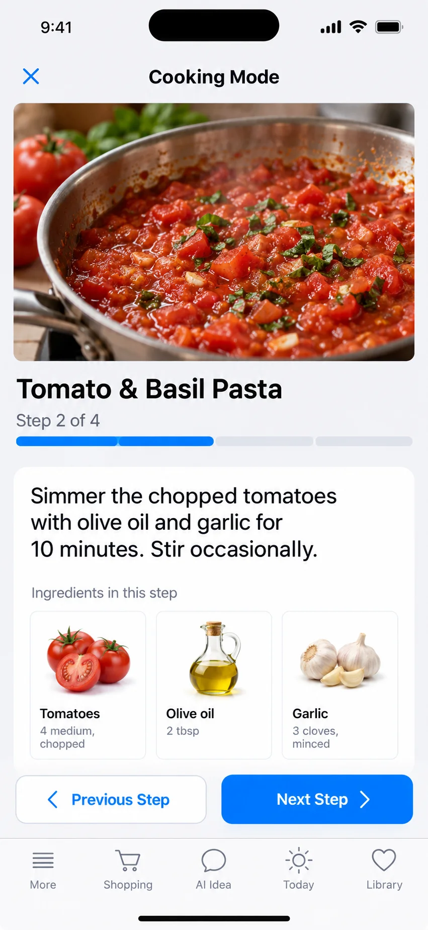 Cook Step by Step with Voice, Images, and Timers
