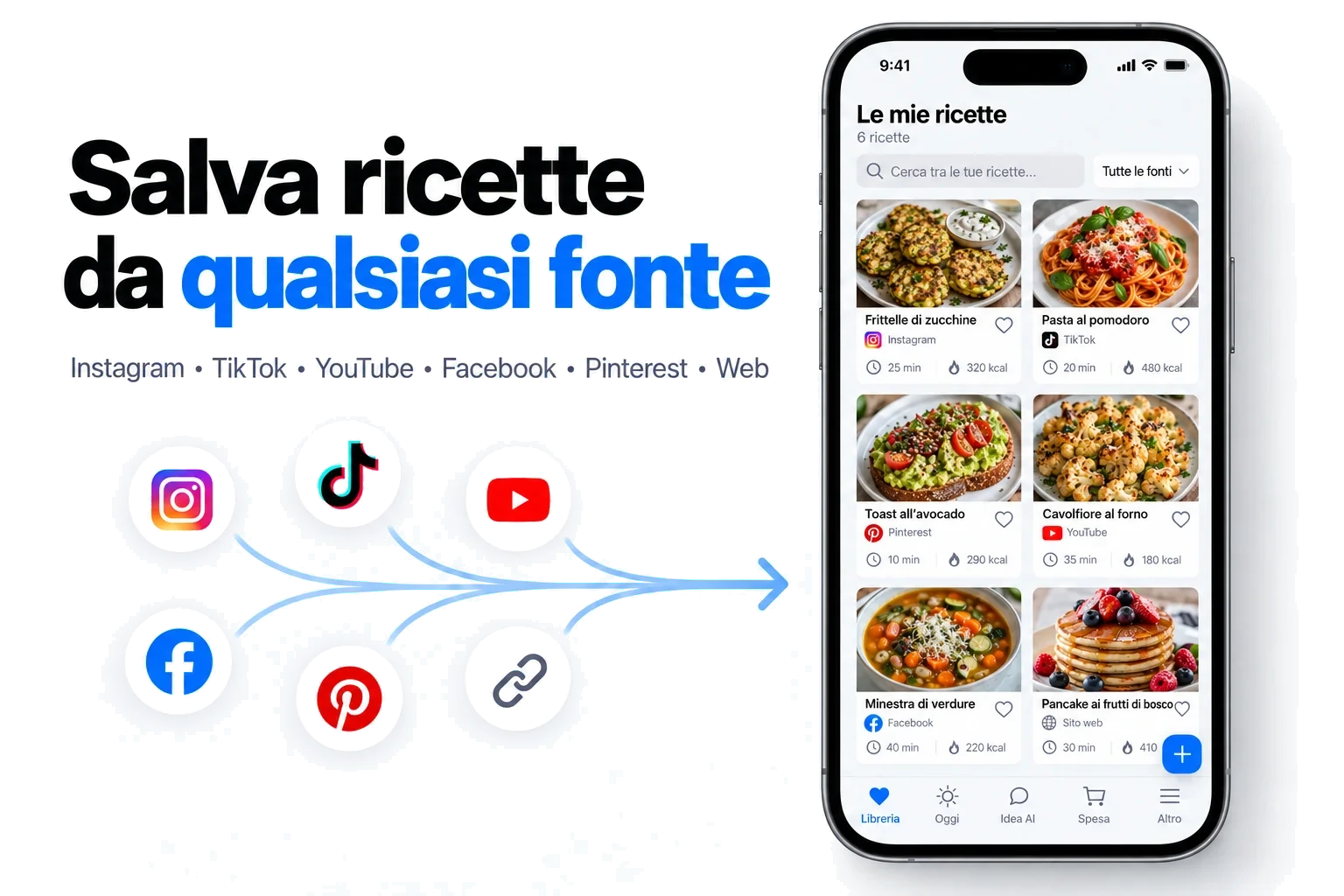 Salva le ricette da tutti i social in un solo posto