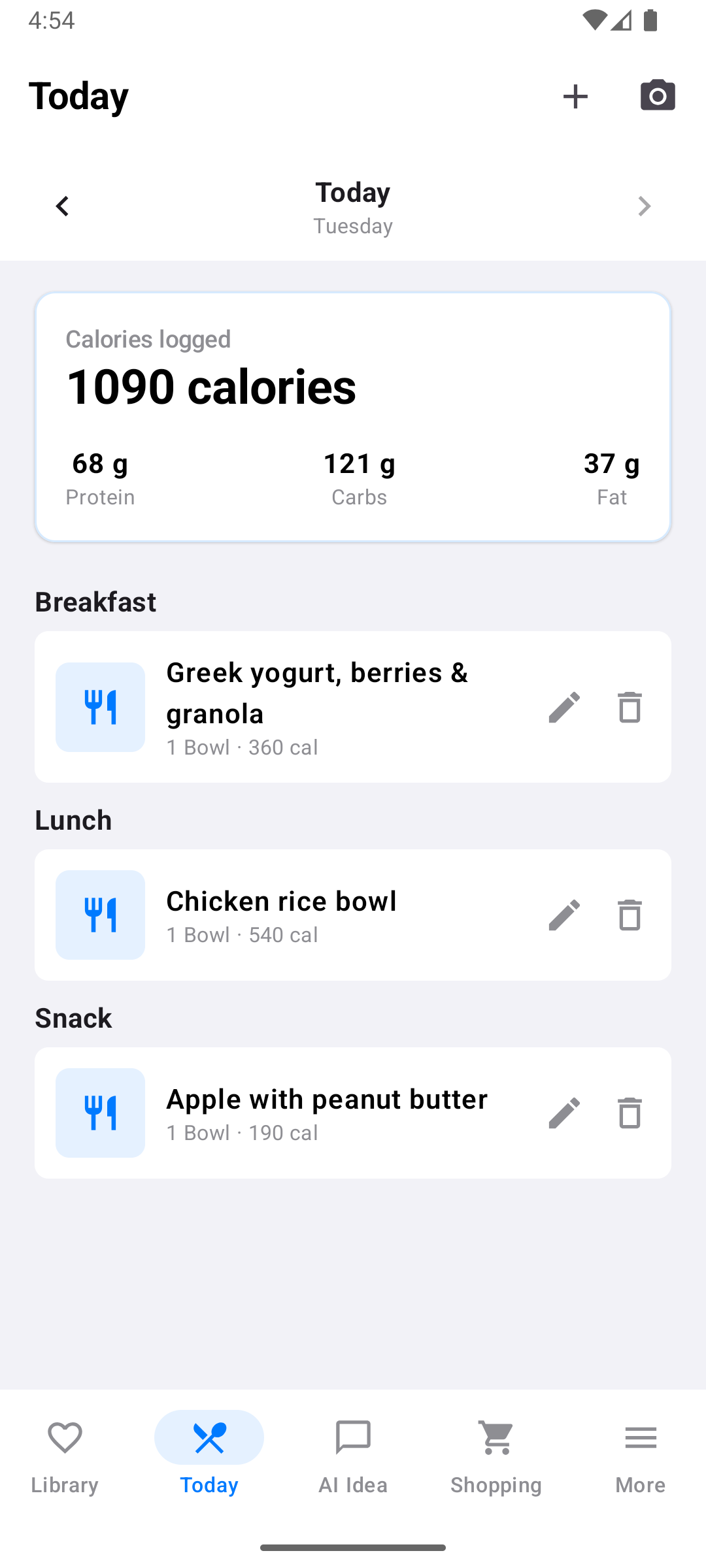 Track Meals, Calories, and Macros in Today