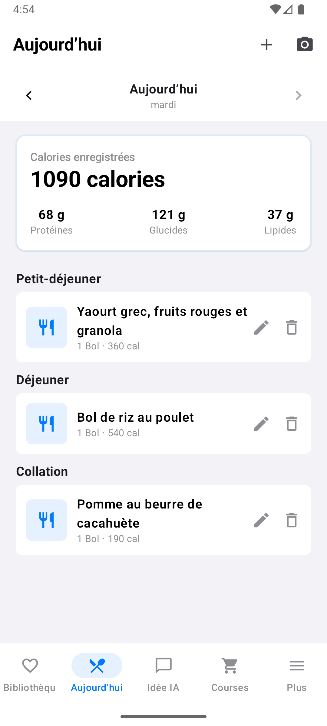 Suivre repas, calories et macros dans Today